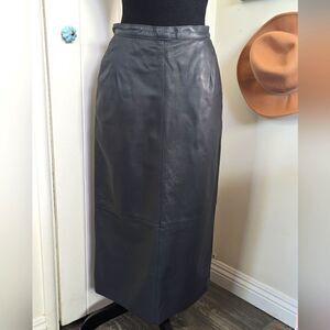 VTG Gray Leather Pull-On Skirt  XS / 4 Whimsigoth Rebel Punk Fairy Grunge